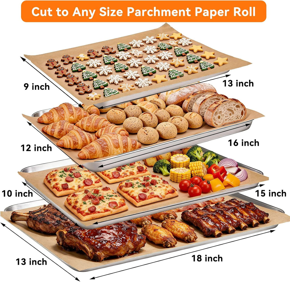 400PCS Parchment Paper Baking Sheets, 12"x16" Unbleached Precut Half Parchment Paper for Baking, Non-Stick Baking Paper for Baking, Grillin, Steaming Bread Cookies, Oven, Air Fryer, Microwave