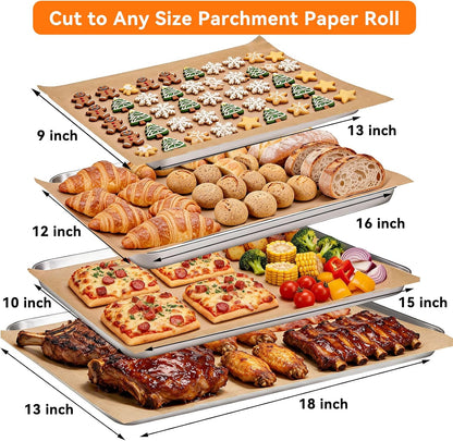400PCS Parchment Paper Baking Sheets, 12"x16" Unbleached Precut Half Parchment Paper for Baking, Non-Stick Baking Paper for Baking, Grillin, Steaming Bread Cookies, Oven, Air Fryer, Microwave