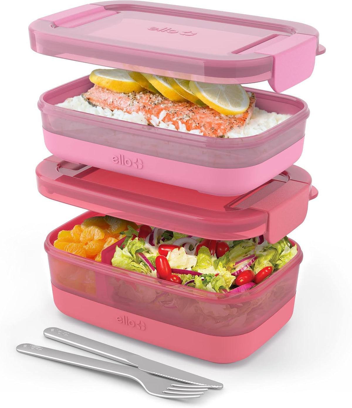 Lunch Stack Bento Box Plastic Food Containers, 2 Pack, Blueberry