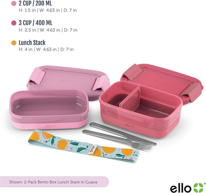 Lunch Stack Bento Box Plastic Food Containers, 2 Pack, Blueberry