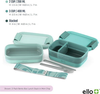 Lunch Stack Bento Box Plastic Food Containers, 2 Pack, Blueberry