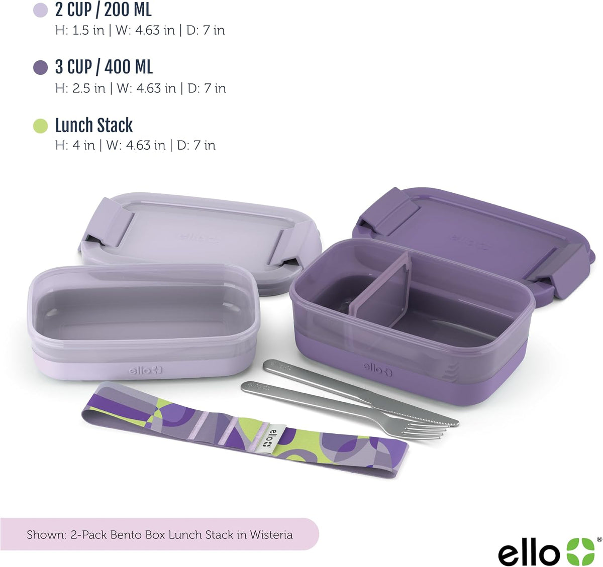 Lunch Stack Bento Box Plastic Food Containers, 2 Pack, Blueberry
