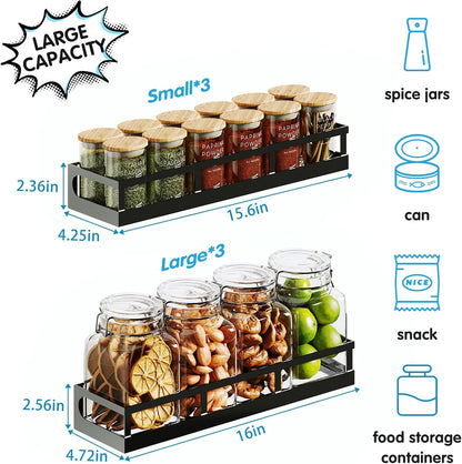 Wall Mount Spice Rack Organizer 5 Tier Height-Adjustable Hanging Spice Shelf Storage for Kitchen Pantry Cabinet, Dual-Use Seasoning Holder Rack with Hooks, Black-Patented