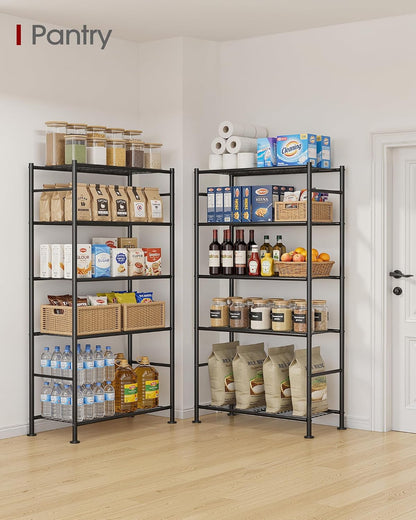5-Tier Storage Shelves 33.1" x12.6" x73.5" Black with Wheels