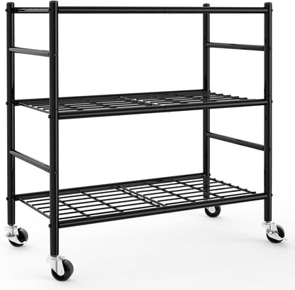 5-Tier Storage Shelves 33.1" x12.6" x73.5" Black with Wheels