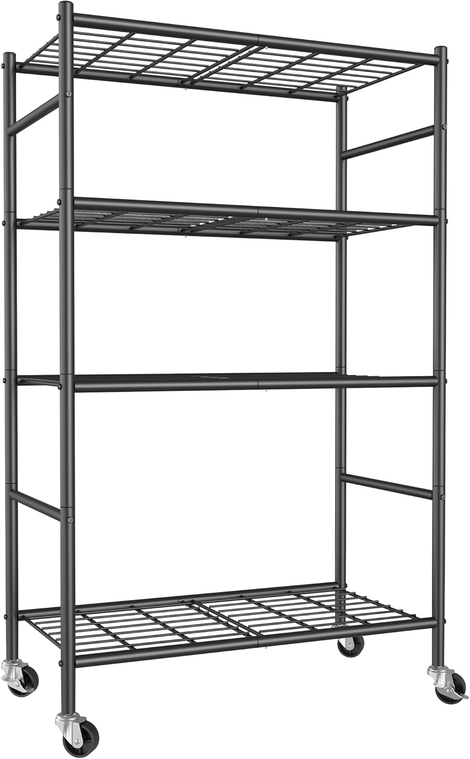 5-Tier Storage Shelves 33.1" x12.6" x73.5" Black with Wheels