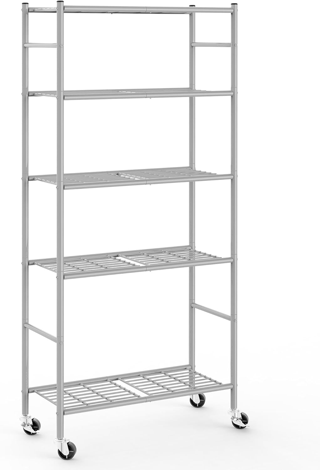 5-Tier Storage Shelves 33.1" x12.6" x73.5" Black with Wheels