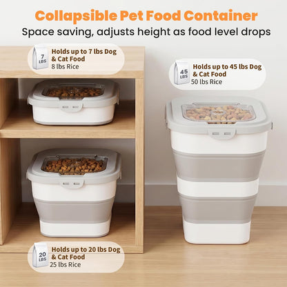 28 Lbs Dog Food Storage Container, Collapsible Cat Food Container | Airtight Pet Food Storage Containers with Wheels, Clear Window, Measuring Cup and Scoop, BPA Free for Rice, Flour, Bird Seed