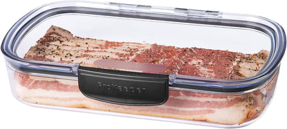 Progressive Prokeeper + Deli Storage Set: Air-Tight Silicone Sealed Containers w Grooved Bottom, Dry Erase Lid, BPA-Free, Stackable, Keeps Meats & Cheeses Fresh Longer, 3-Piece Set (1.65L, .69L, 1.6L)