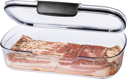 Progressive Prokeeper + Deli Storage Set: Air-Tight Silicone Sealed Containers w Grooved Bottom, Dry Erase Lid, BPA-Free, Stackable, Keeps Meats & Cheeses Fresh Longer, 3-Piece Set (1.65L, .69L, 1.6L)