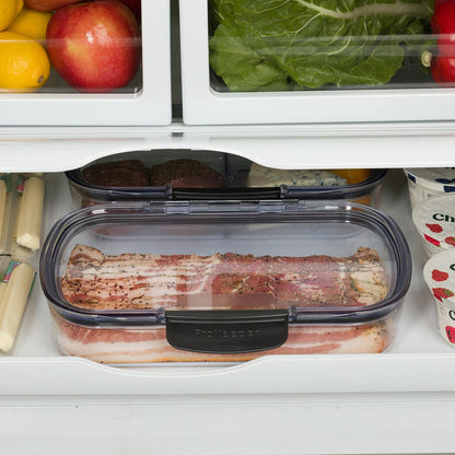 Progressive Prokeeper + Deli Storage Set: Air-Tight Silicone Sealed Containers w Grooved Bottom, Dry Erase Lid, BPA-Free, Stackable, Keeps Meats & Cheeses Fresh Longer, 3-Piece Set (1.65L, .69L, 1.6L)