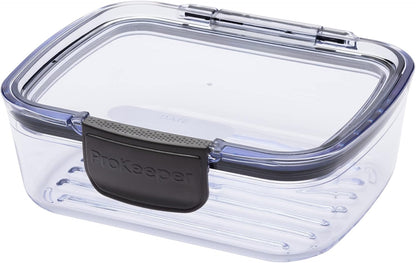 Progressive Prokeeper + Deli Storage Set: Air-Tight Silicone Sealed Containers w Grooved Bottom, Dry Erase Lid, BPA-Free, Stackable, Keeps Meats & Cheeses Fresh Longer, 3-Piece Set (1.65L, .69L, 1.6L)