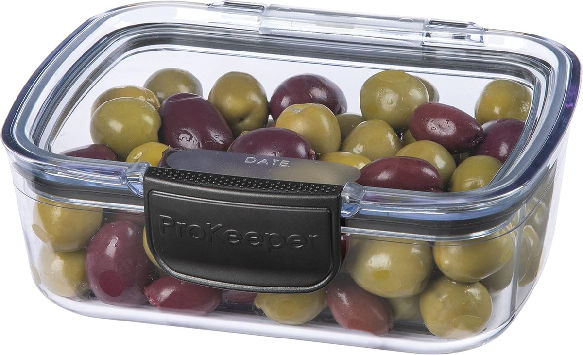Progressive Prokeeper + Deli Storage Set: Air-Tight Silicone Sealed Containers w Grooved Bottom, Dry Erase Lid, BPA-Free, Stackable, Keeps Meats & Cheeses Fresh Longer, 3-Piece Set (1.65L, .69L, 1.6L)