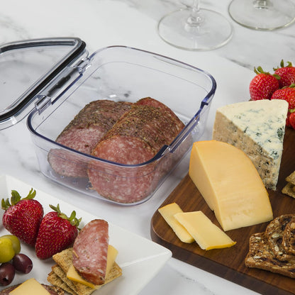 Progressive Prokeeper + Deli Storage Set: Air-Tight Silicone Sealed Containers w Grooved Bottom, Dry Erase Lid, BPA-Free, Stackable, Keeps Meats & Cheeses Fresh Longer, 3-Piece Set (1.65L, .69L, 1.6L)