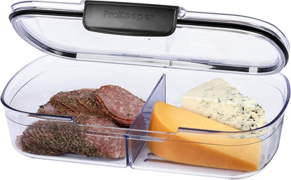 Progressive Prokeeper + Deli Storage Set: Air-Tight Silicone Sealed Containers w Grooved Bottom, Dry Erase Lid, BPA-Free, Stackable, Keeps Meats & Cheeses Fresh Longer, 3-Piece Set (1.65L, .69L, 1.6L)