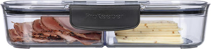 Progressive Prokeeper + Deli Storage Set: Air-Tight Silicone Sealed Containers w Grooved Bottom, Dry Erase Lid, BPA-Free, Stackable, Keeps Meats & Cheeses Fresh Longer, 3-Piece Set (1.65L, .69L, 1.6L)