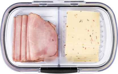 Progressive Prokeeper + Deli Storage Set: Air-Tight Silicone Sealed Containers w Grooved Bottom, Dry Erase Lid, BPA-Free, Stackable, Keeps Meats & Cheeses Fresh Longer, 3-Piece Set (1.65L, .69L, 1.6L)