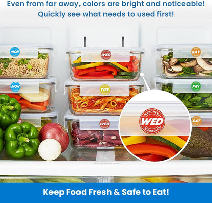 Day of Week Labels for Restaurant, 7000 Day Dots, Food Date Stickers 3/4 in