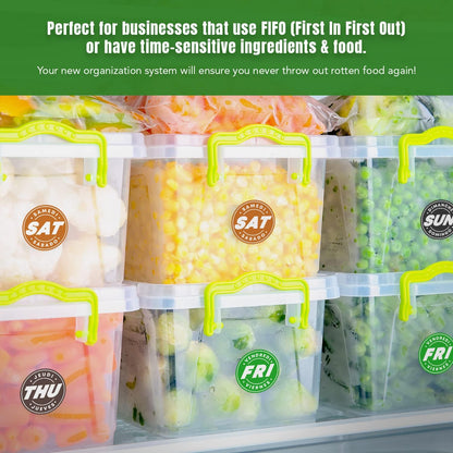 Day of Week Labels for Restaurant, 7000 Day Dots, Food Date Stickers 3/4 in