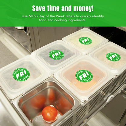 Day of Week Labels for Restaurant, 7000 Day Dots, Food Date Stickers 3/4 in