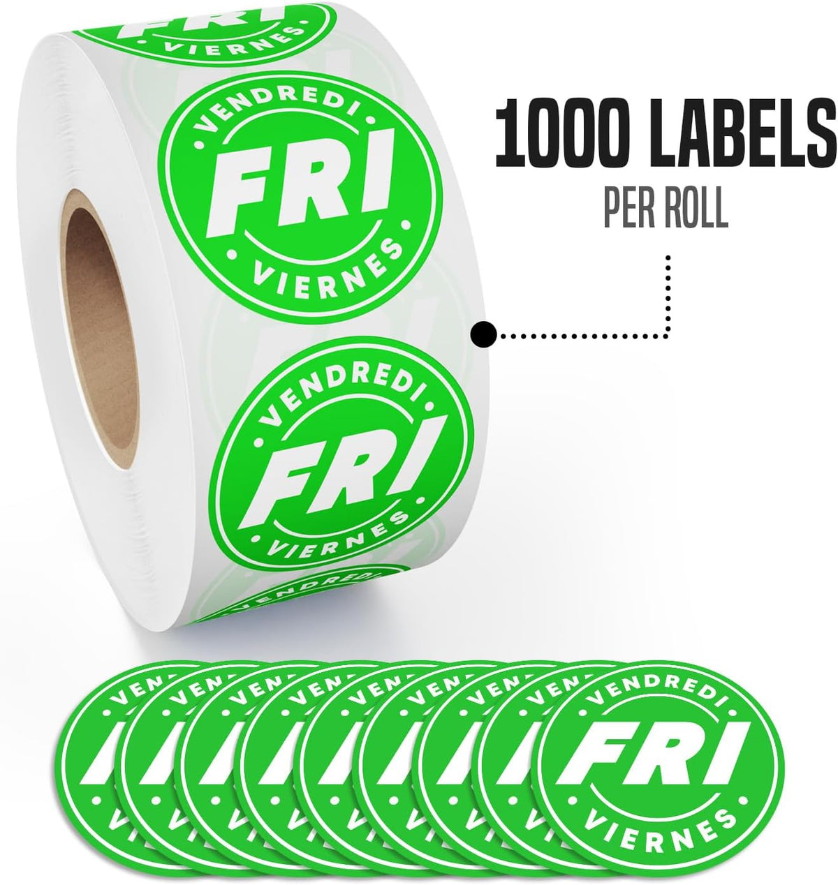 Day of Week Labels for Restaurant, 7000 Day Dots, Food Date Stickers 3/4 in