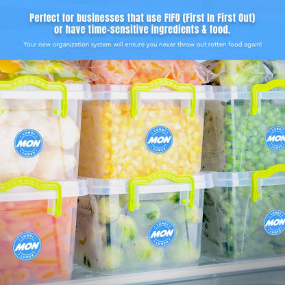 Day of Week Labels for Restaurant, 7000 Day Dots, Food Date Stickers 3/4 in