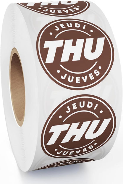 Day of Week Labels for Restaurant, 7000 Day Dots, Food Date Stickers 3/4 in