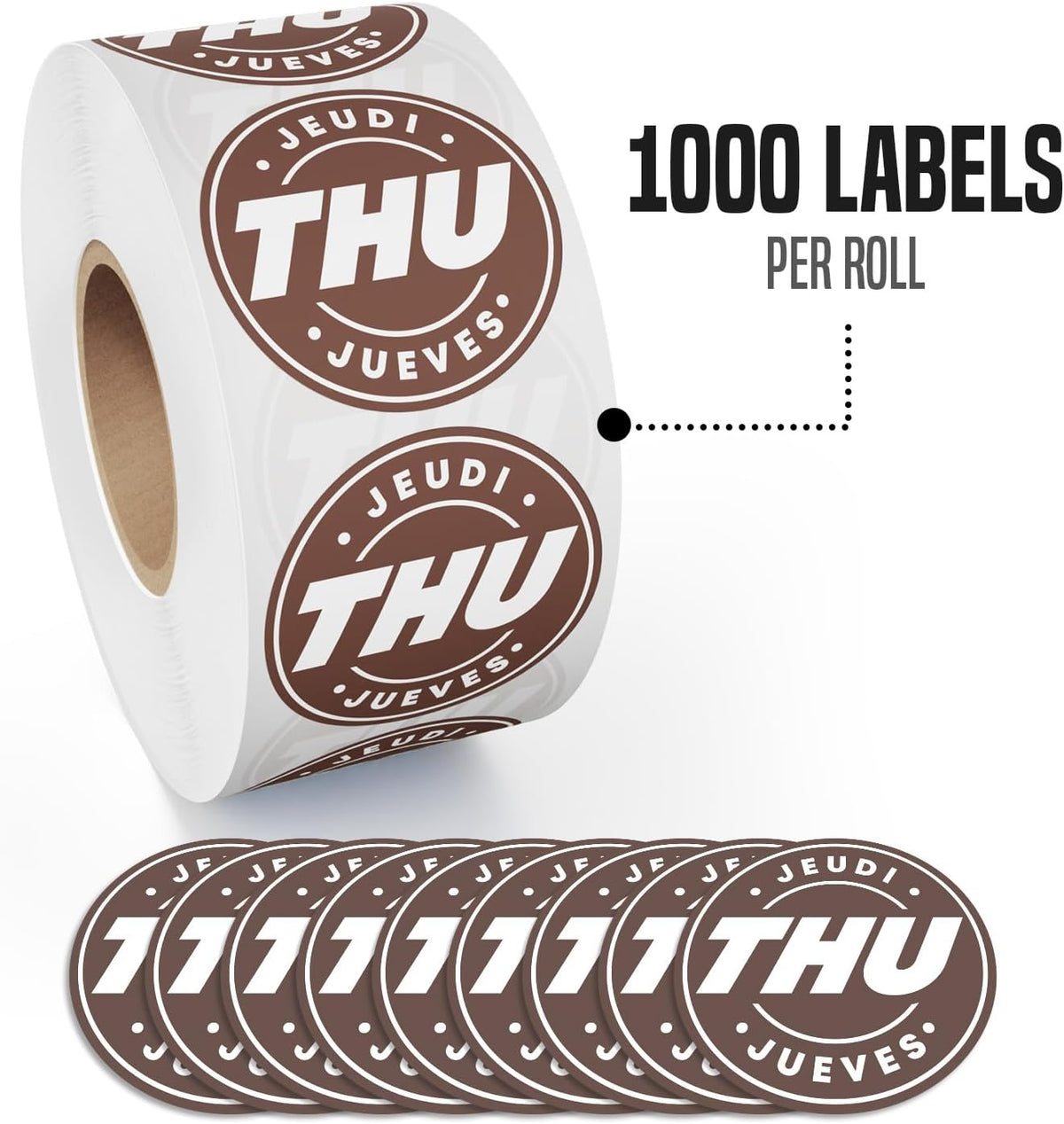Day of Week Labels for Restaurant, 7000 Day Dots, Food Date Stickers 3/4 in