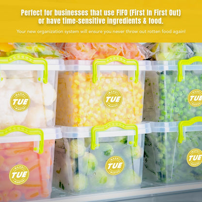 Day of Week Labels for Restaurant, 7000 Day Dots, Food Date Stickers 3/4 in