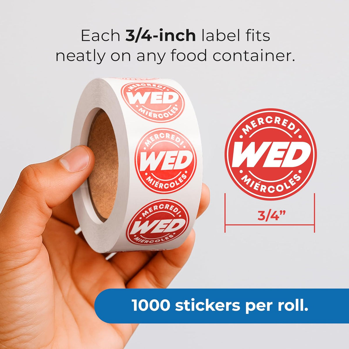 Day of Week Labels for Restaurant, 7000 Day Dots, Food Date Stickers 3/4 in