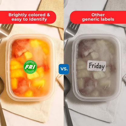 Day of Week Labels for Restaurant, 7000 Day Dots, Food Date Stickers 3/4 in