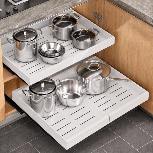 2 Pack Pull Out Cabinet Organizers, Expandable 12.2"-18.9" Width