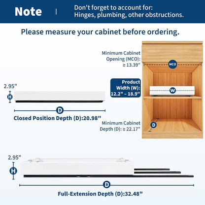 2 Pack Pull Out Cabinet Organizers, Expandable 12.2"-18.9" Width