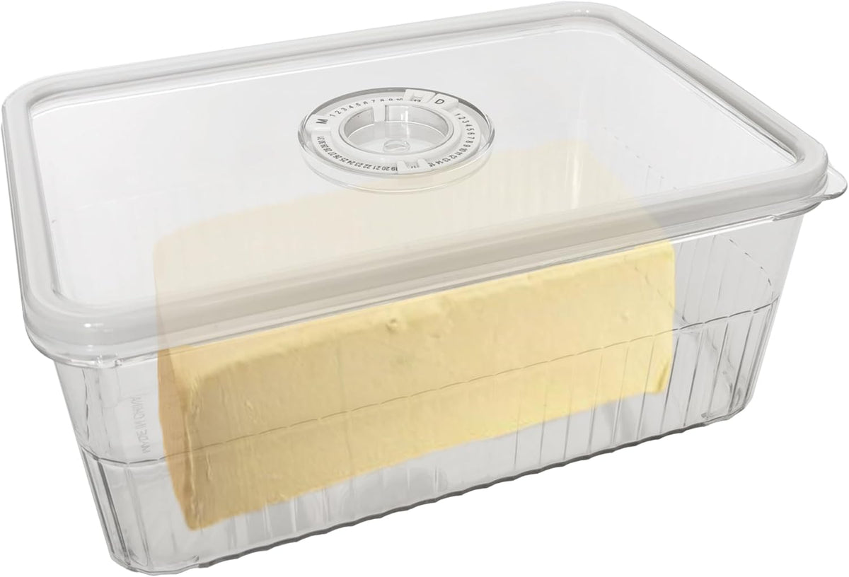 Cheese Container with Airtight Lid and Time Recording - Fridge Cheese Saver 丨NOT DISHWASHER SAFE 丨
