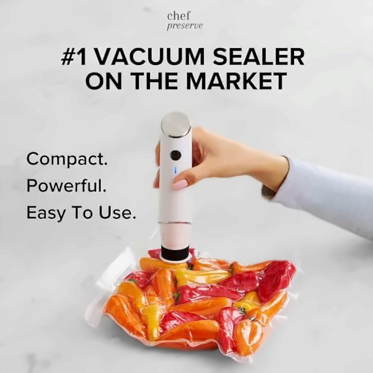 Compact Vacuum Sealer for Food (Vacuum Sealer Machine + 30 Reusable Vacuum Bags) Powerful Handheld Vacuum Sealer Machine, Seal Meal Saver, Portable Food Sealer