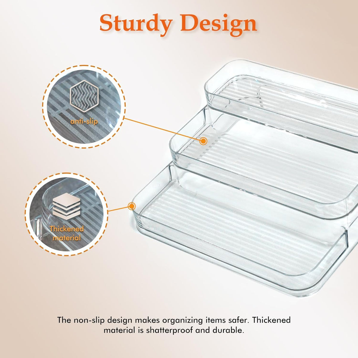 3-Tier Acrylic Spice Rack Organizer for Cabinet and Kitchen – Cabinet & Countertop Storage for Spices, Seasonings, Pantry, Perfume & Medicine (1 Pack)