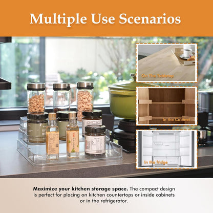 3-Tier Acrylic Spice Rack Organizer for Cabinet and Kitchen – Cabinet & Countertop Storage for Spices, Seasonings, Pantry, Perfume & Medicine (1 Pack)