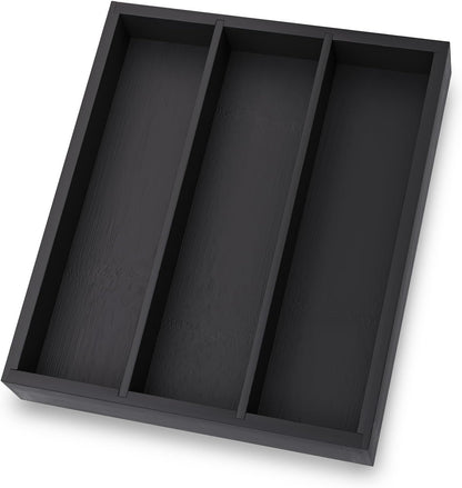 Bamboo Silverware Organizer with 3 Slots for Kitchen(Natural)