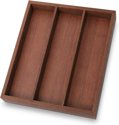 Bamboo Silverware Organizer with 3 Slots for Kitchen(Natural)