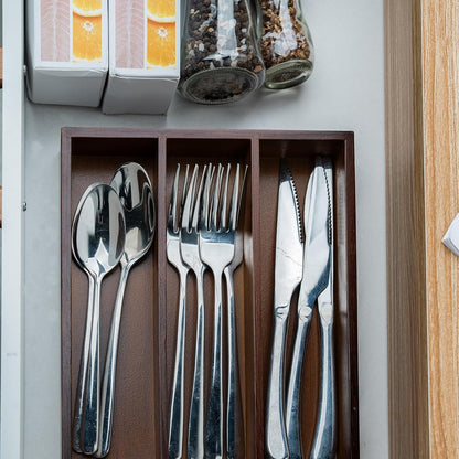 Bamboo Silverware Organizer with 3 Slots for Kitchen(Natural)