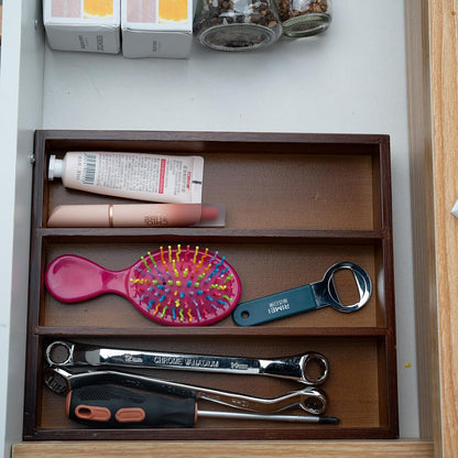 Bamboo Silverware Organizer with 3 Slots for Kitchen(Natural)