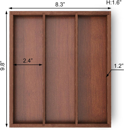 Bamboo Silverware Organizer with 3 Slots for Kitchen(Natural)