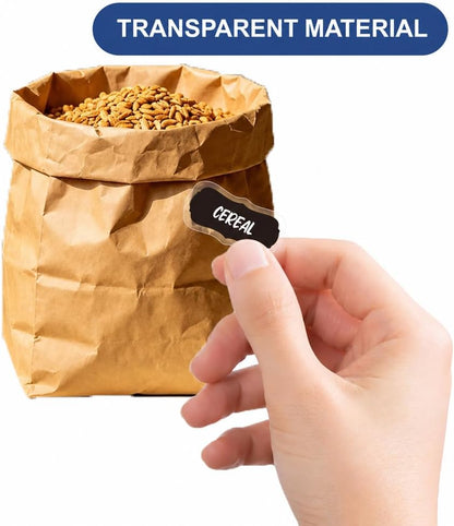 200 Pcs Kitchen Pantry Label Stickers, Black Preprinted Food Storage Jar Labels Self-Adhesive PVC Waterproof Spice and Pantry Organization Stickers for Containers, 0.75 x 1.58 Inch
