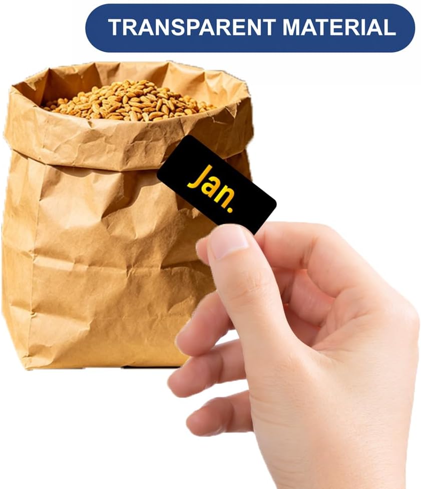 200 Pcs Kitchen Pantry Label Stickers, Black Preprinted Food Storage Jar Labels Self-Adhesive PVC Waterproof Spice and Pantry Organization Stickers for Containers, 0.75 x 1.58 Inch