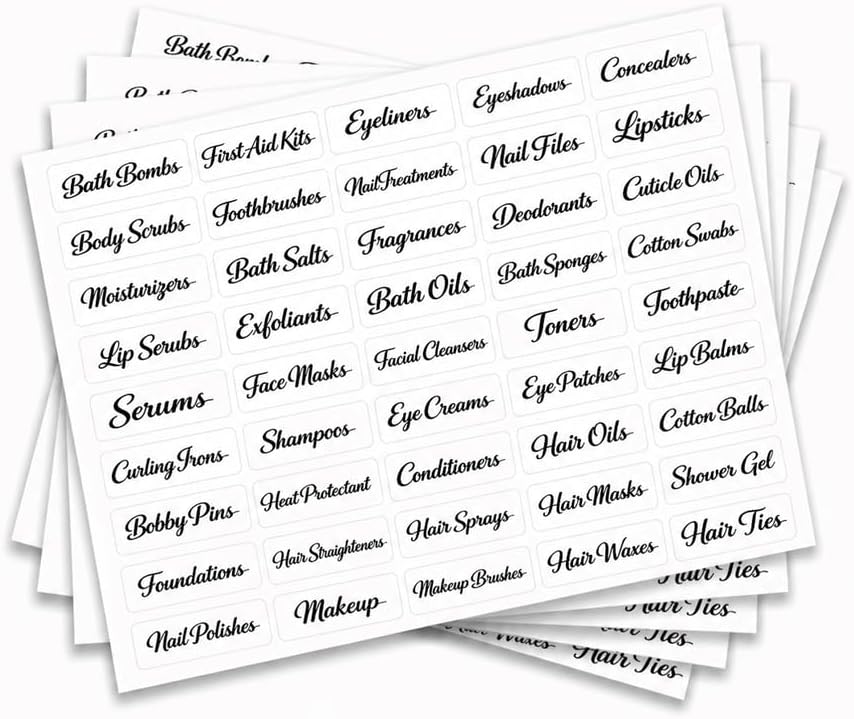 200 Pcs Kitchen Pantry Label Stickers, Black Preprinted Food Storage Jar Labels Self-Adhesive PVC Waterproof Spice and Pantry Organization Stickers for Containers, 0.75 x 1.58 Inch