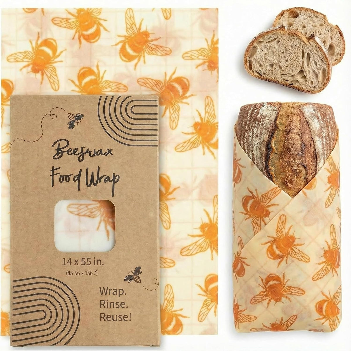 14x55 Inch Beeswax Wrap Roll for Food, Cut to Size Paper