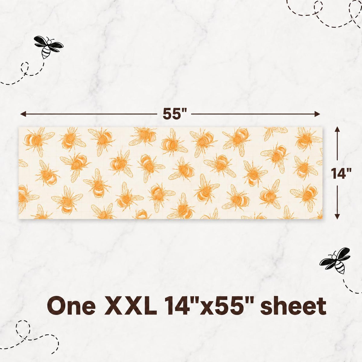 14x55 Inch Beeswax Wrap Roll for Food, Cut to Size Paper