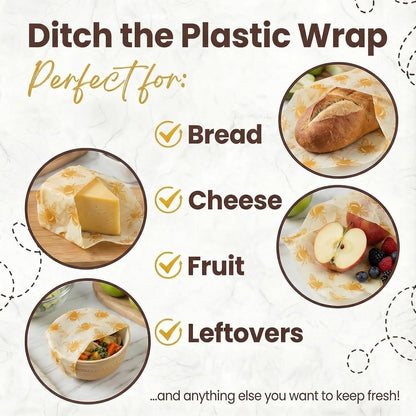 14x55 Inch Beeswax Wrap Roll for Food, Cut to Size Paper