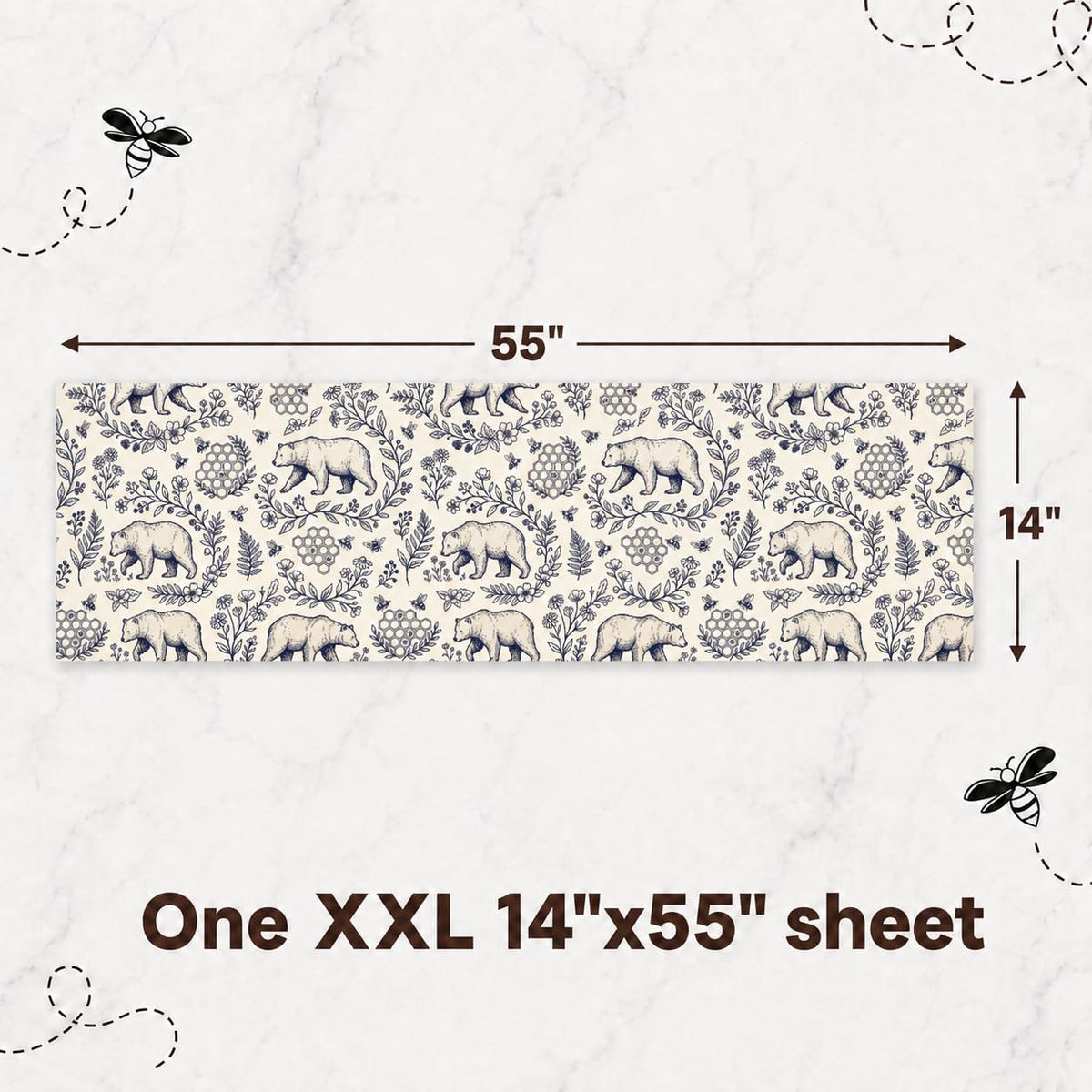 14x55 Inch Beeswax Wrap Roll for Food, Cut to Size Paper