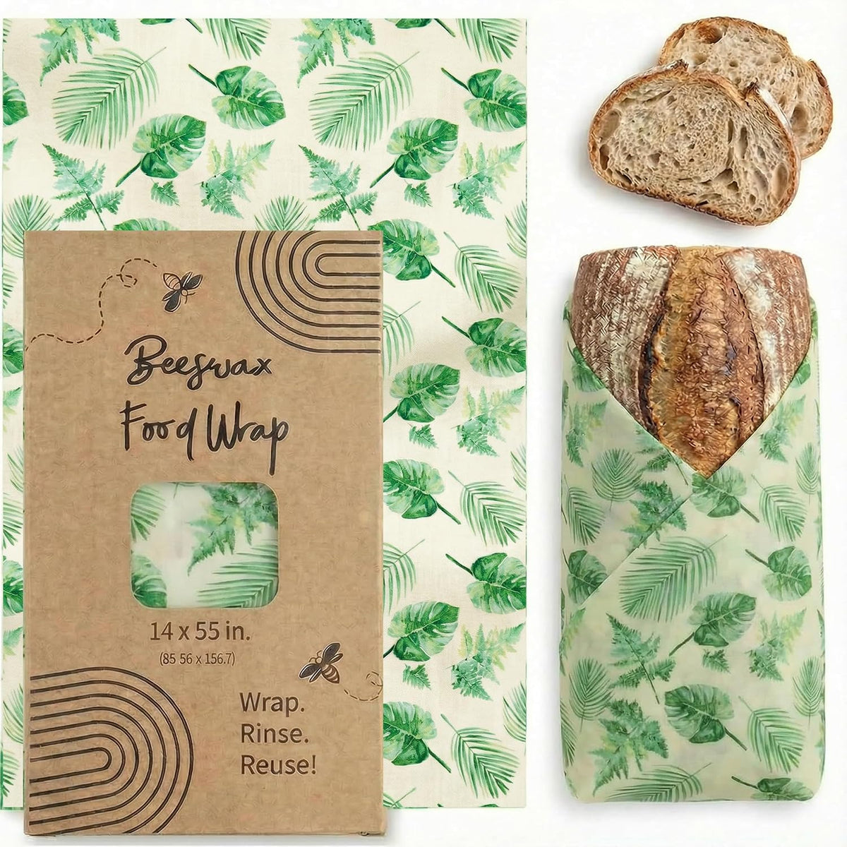 14x55 Inch Beeswax Wrap Roll for Food, Cut to Size Paper